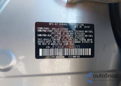 2020 Subaru Forester Touring from USA, damaged, VIN JF2SKAXC2LH446215